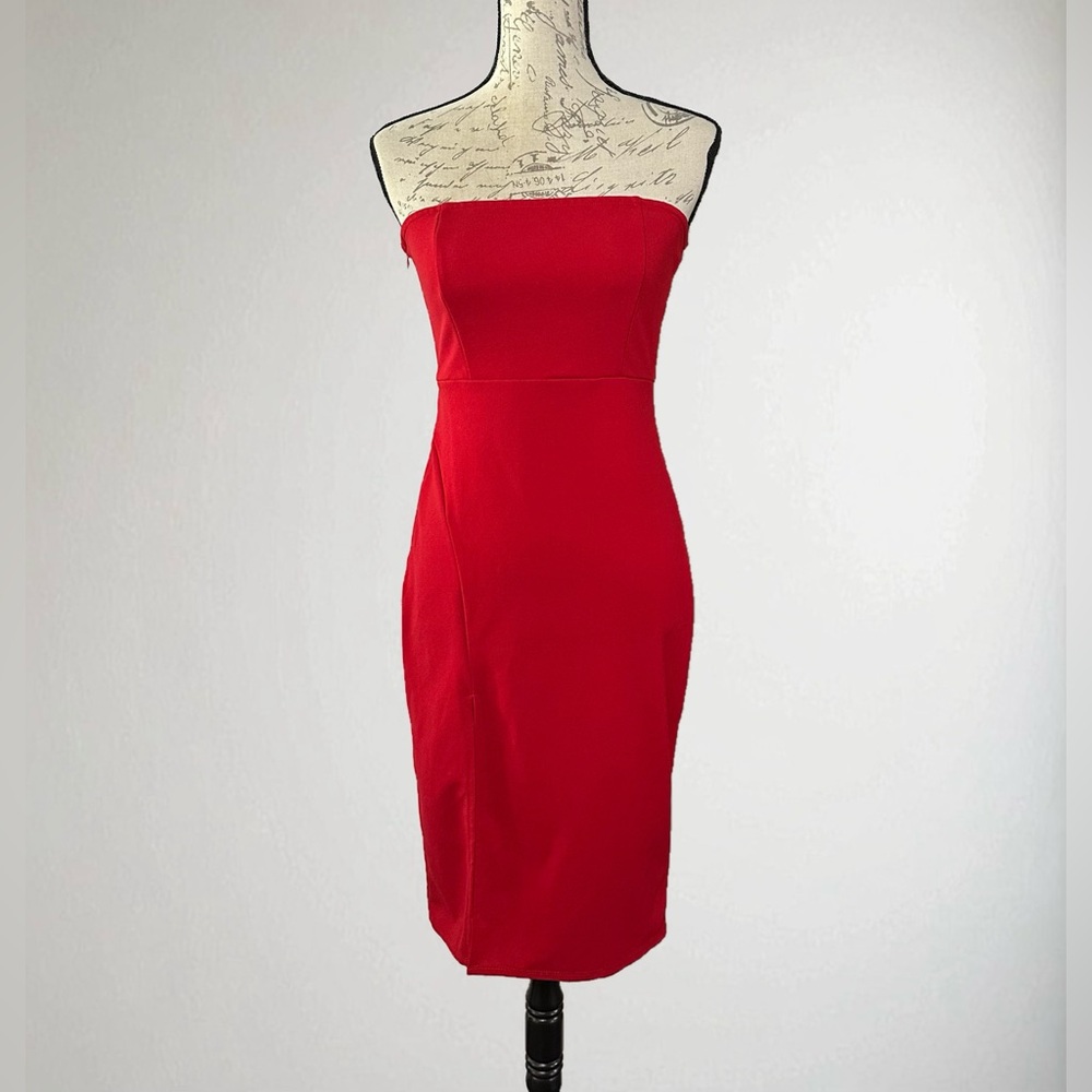 SHEIN Vibrant Red Strapless Dress